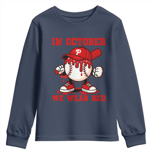 Red October Philly Youth Sweatshirt Philadelphia Baseball Drip Boy TS10 Navy Print Your Wear