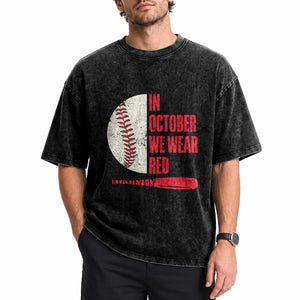 Red October Philly Washed Cotton T-Shirt Retro Philadelphia Baseball Fan TS10 Print Your Wear
