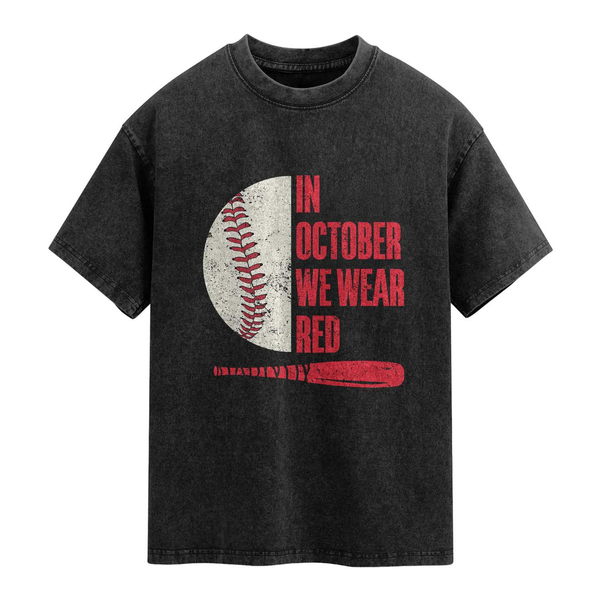 Red October Philly Washed Cotton T-Shirt Retro Philadelphia Baseball Fan TS10 Black Print Your Wear