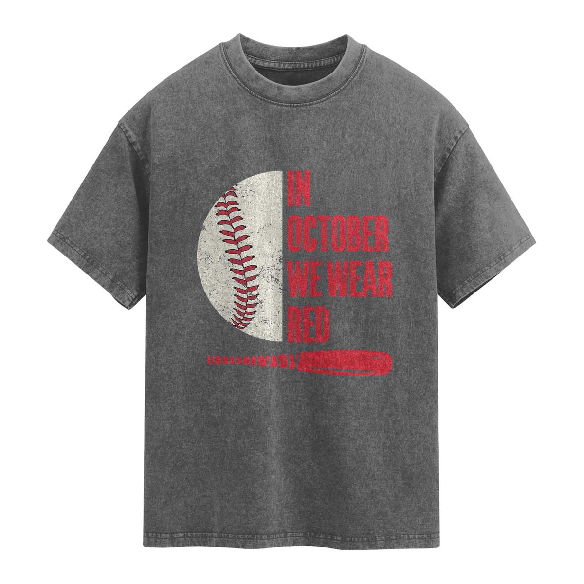 Red October Philly Washed Cotton T-Shirt Retro Philadelphia Baseball Fan TS10 Charcoal Print Your Wear