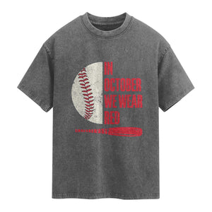 Red October Philly Washed Cotton T-Shirt Retro Philadelphia Baseball Fan TS10 Charcoal Print Your Wear