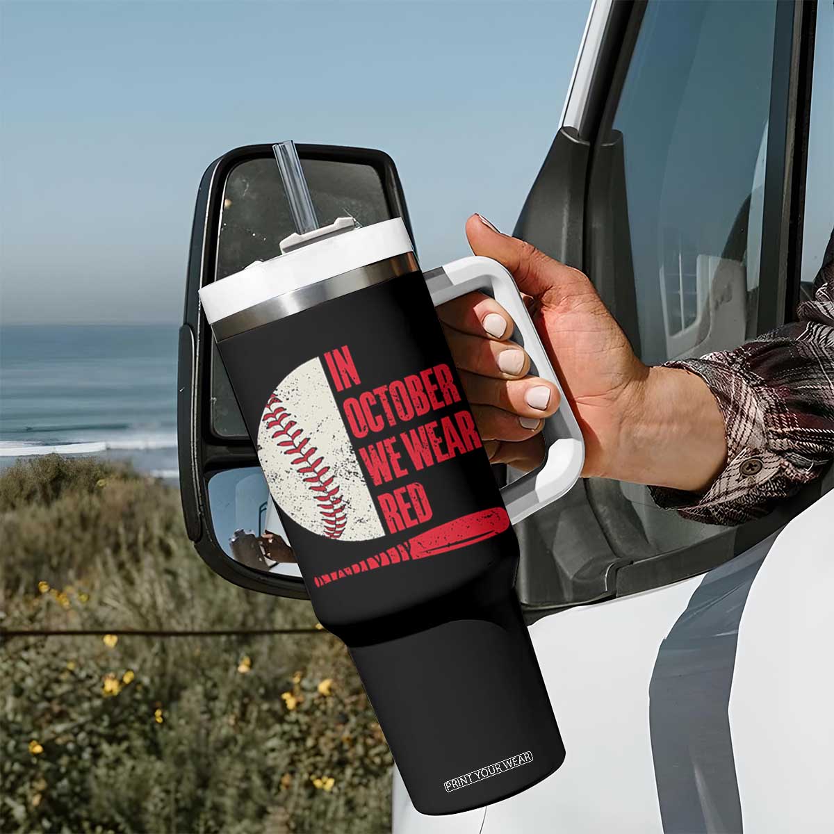 Red October Philly Tumbler With Handle Retro Philadelphia Baseball Fan TS10 Print Your Wear