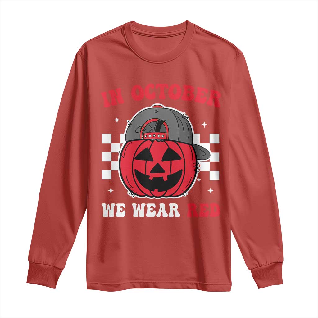 Red October Halloween Long Sleeve Shirt Vintage Philadelphia Baseball Fan Jackolantern Pumpkin TS10 Red Print Your Wear