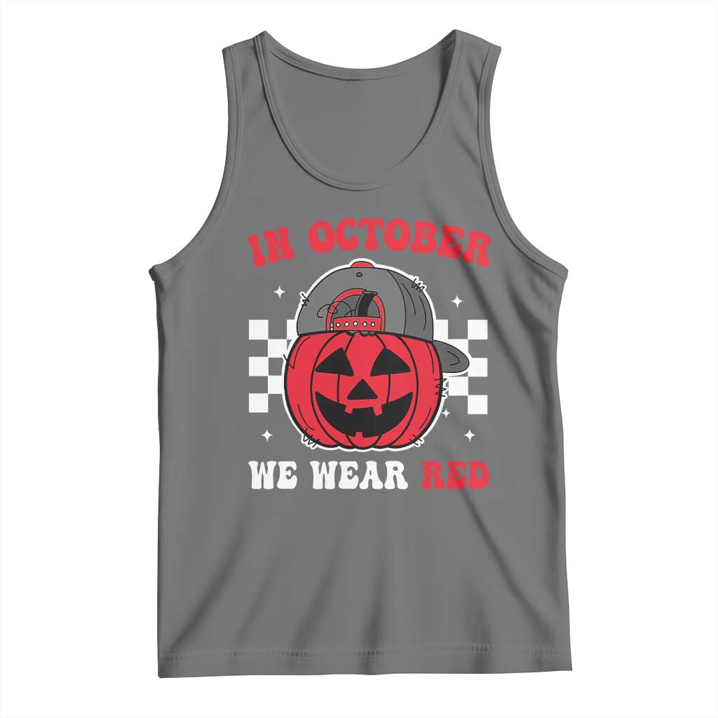 Red October Halloween Tank Top Vintage Philadelphia Baseball Fan Jackolantern Pumpkin TS10 Black Heather Print Your Wear