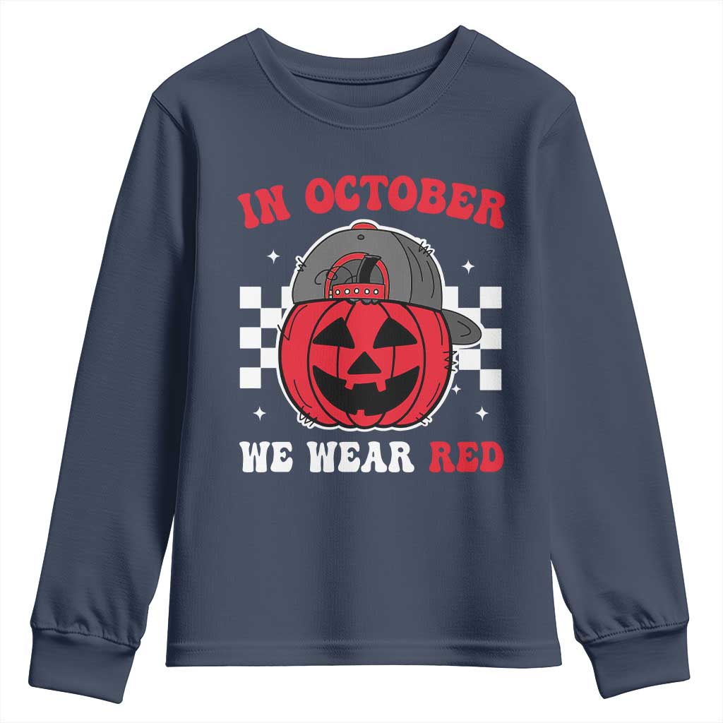 Red October Halloween Youth Sweatshirt Vintage Philadelphia Baseball Fan Jackolantern Pumpkin TS10 Navy Print Your Wear