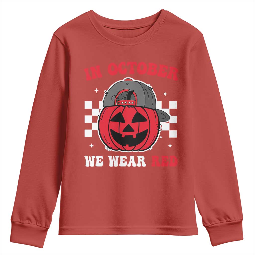 Red October Halloween Youth Sweatshirt Vintage Philadelphia Baseball Fan Jackolantern Pumpkin TS10 Red Print Your Wear