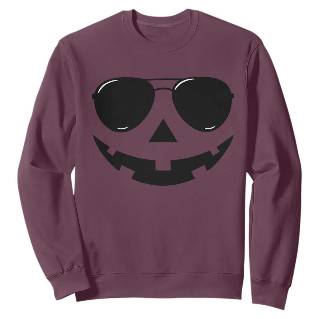 Pumpkin Face Sweatshirt Vintage Jack o Lantern Jackolantern Spooky Season Halloween TS10 Maroon Print Your Wear