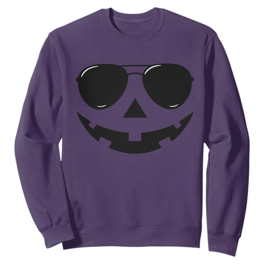 Pumpkin Face Sweatshirt Vintage Jack o Lantern Jackolantern Spooky Season Halloween TS10 Purple Print Your Wear