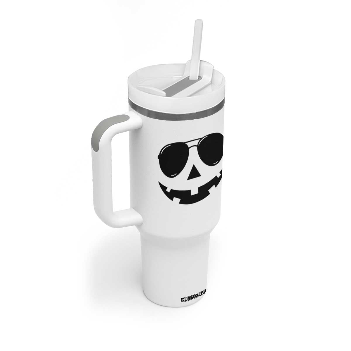 Pumpkin Face Tumbler With Handle Vintage Jack o Lantern Jackolantern Spooky Season Halloween TS10 Print Your Wear