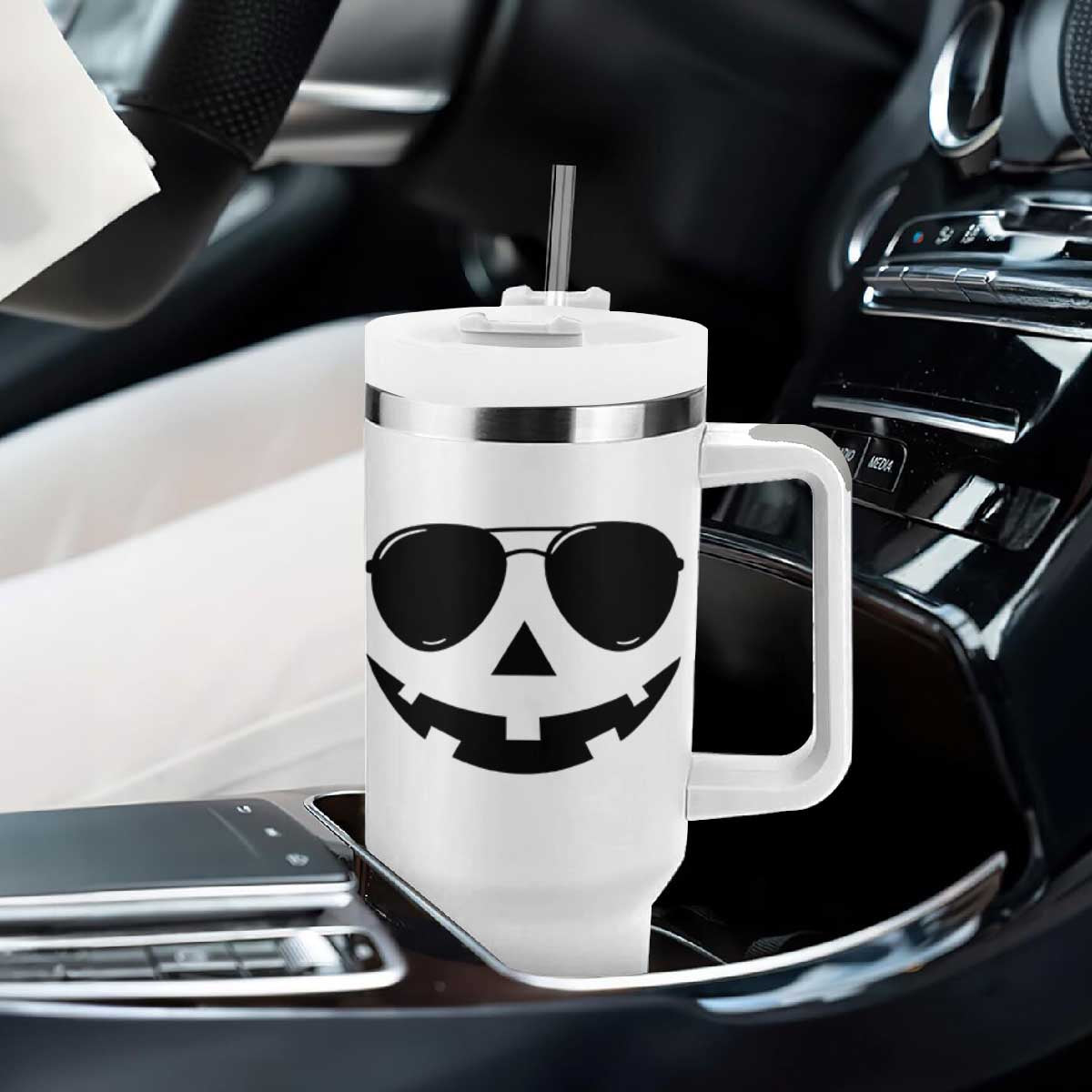 Pumpkin Face Tumbler With Handle Vintage Jack o Lantern Jackolantern Spooky Season Halloween TS10 Print Your Wear