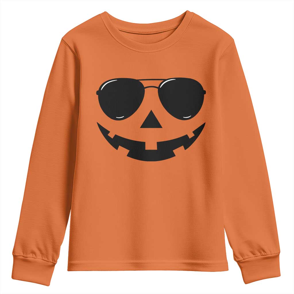 Pumpkin Face Youth Sweatshirt Vintage Jack o Lantern Jackolantern Spooky Season Halloween TS10 Orange Print Your Wear