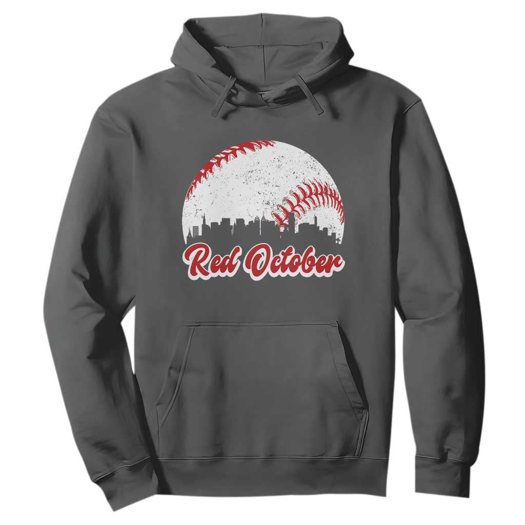 Vintage Red October Hoodie Philadelphia Skyline Retro Philly Cityscape TS10 Dark Heather Print Your Wear