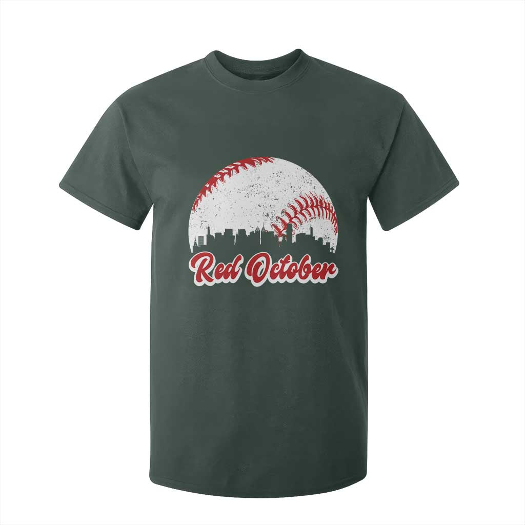 Vintage Red October T Shirt For Kid Philadelphia Skyline Retro Philly Cityscape TS10 Dark Forest Green Print Your Wear