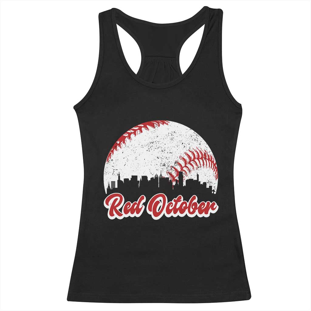 Vintage Red October Racerback Tank Top Philadelphia Skyline Retro Philly Cityscape TS10 Black Print Your Wear