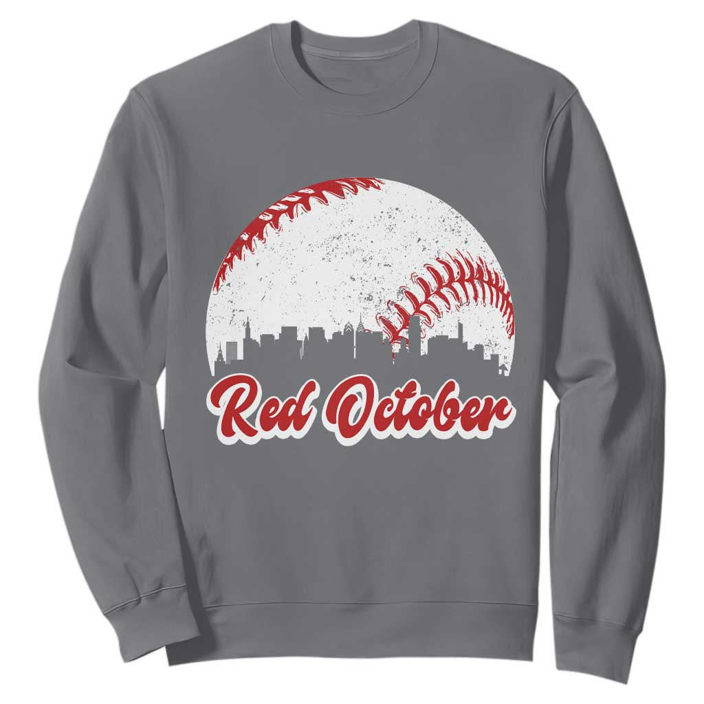 Vintage Red October Sweatshirt Philadelphia Skyline Retro Philly Cityscape TS10 Charcoal Print Your Wear
