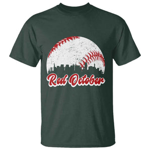 Vintage Red October T Shirt Philadelphia Skyline Retro Philly Cityscape TS10 Dark Forest Green Print Your Wear