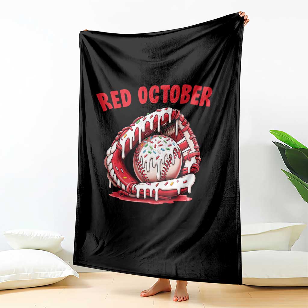 Red October Throw Blanket Baseball Drip Ice Cream Sprinkles Baseball Glove TS10 Print Your Wear