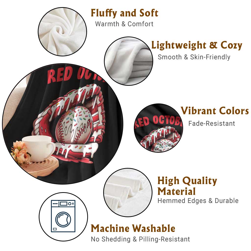 Red October Throw Blanket Baseball Drip Ice Cream Sprinkles Baseball Glove TS10 Print Your Wear