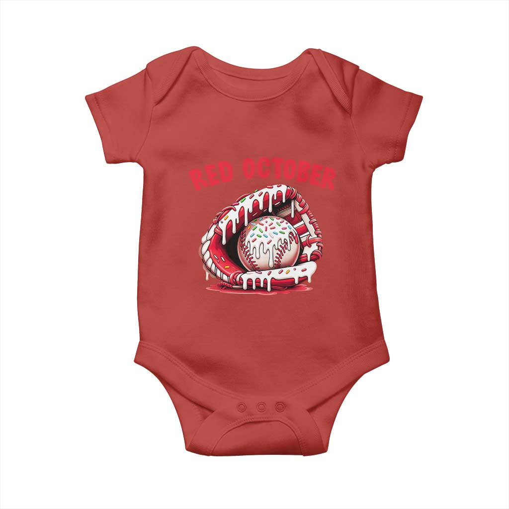 Red October Baby Onesie Baseball Drip Ice Cream Sprinkles Baseball Glove TS10 Red Print Your Wear