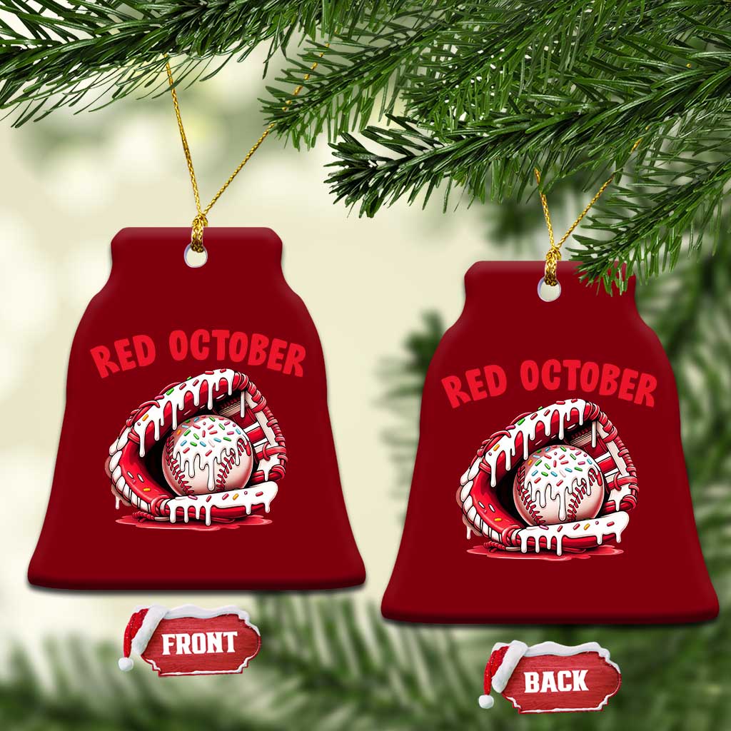 Red October Ceramic Ornament Baseball Drip Ice Cream Sprinkles Baseball Glove TS10 Print Your Wear