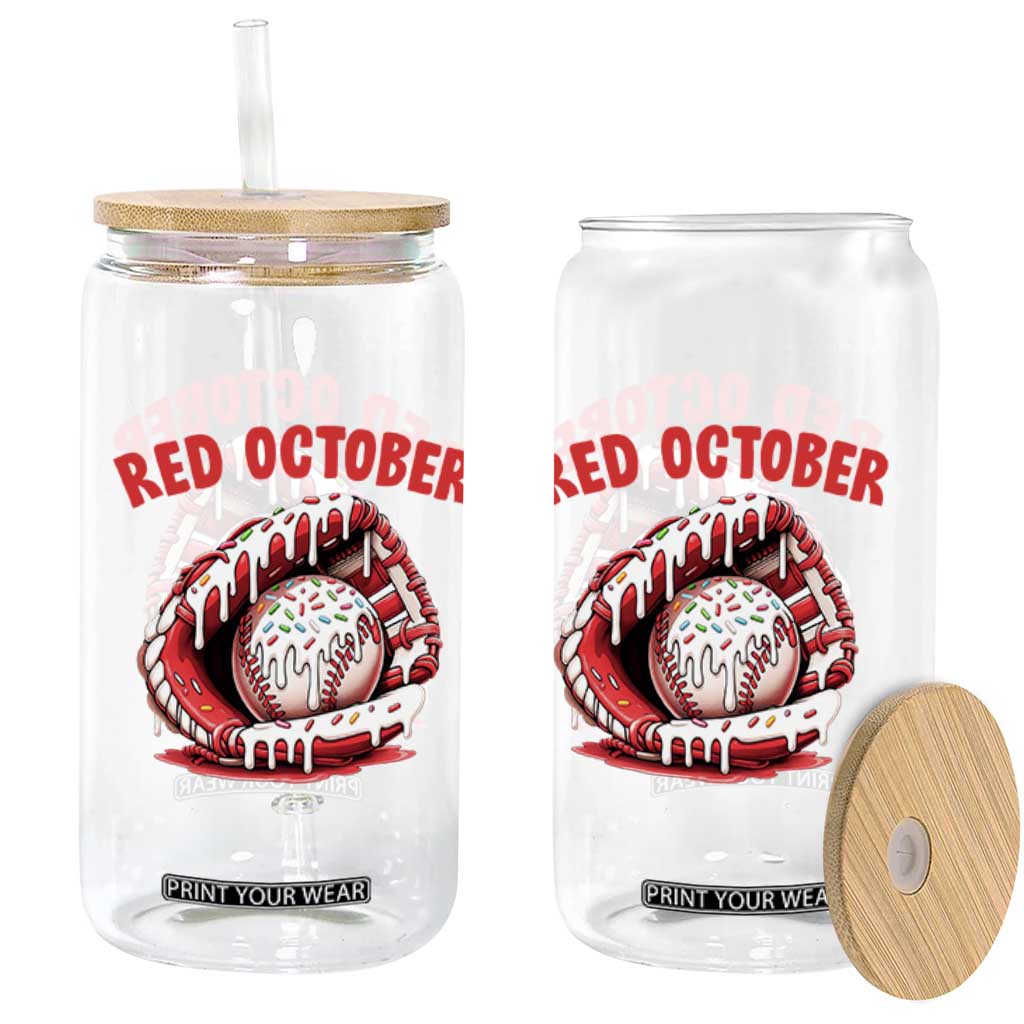 Red October Glass Can Baseball Drip Ice Cream Sprinkles Baseball Glove TS10 Print Your Wear