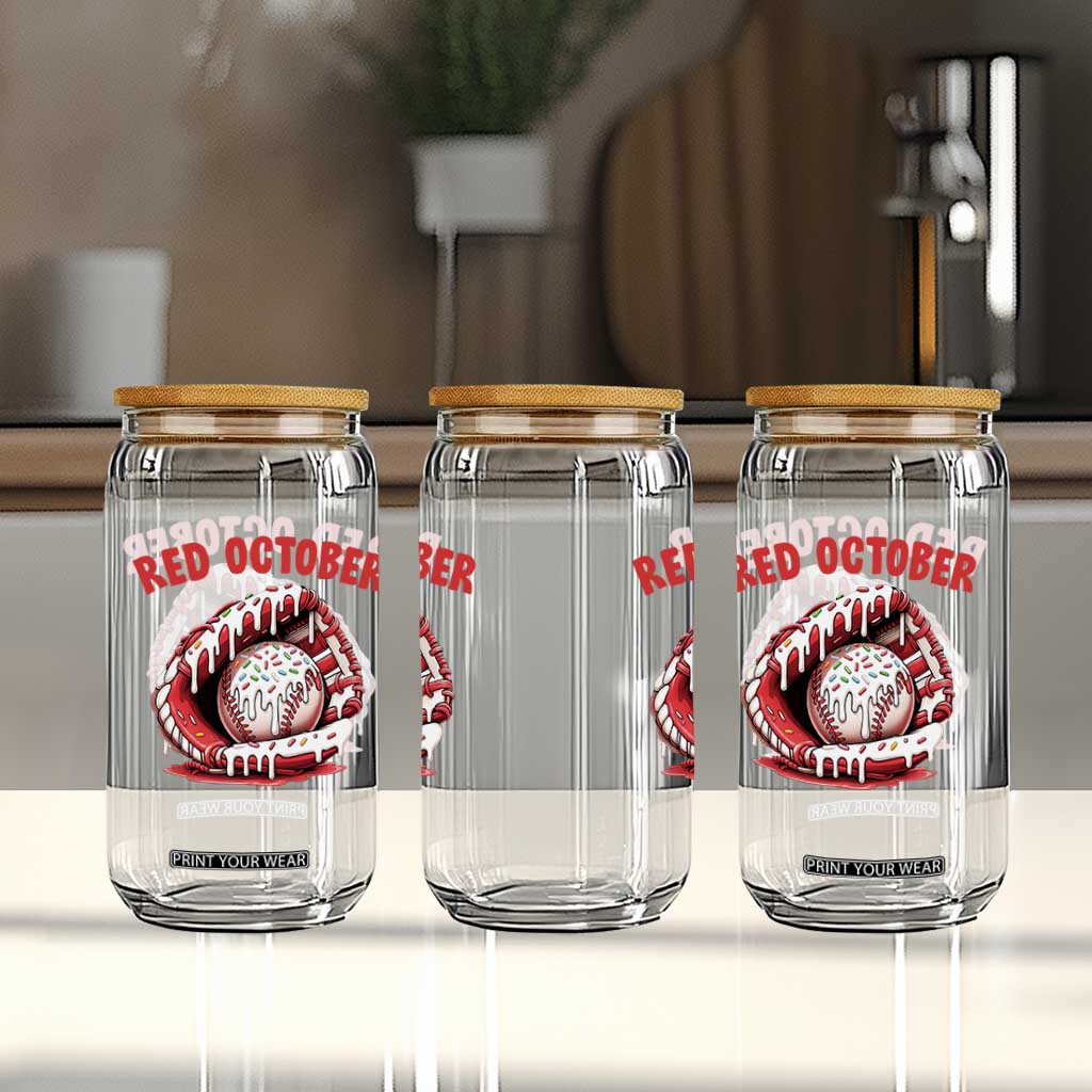 Red October Glass Can Baseball Drip Ice Cream Sprinkles Baseball Glove TS10 Print Your Wear