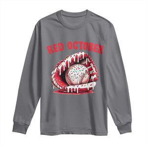 Red October Long Sleeve Shirt Baseball Drip Ice Cream Sprinkles Baseball Glove TS10 Charcoal Print Your Wear