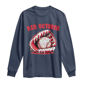 Red October Long Sleeve Shirt Baseball Drip Ice Cream Sprinkles Baseball Glove TS10 Navy Print Your Wear