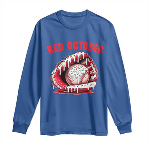 Red October Long Sleeve Shirt Baseball Drip Ice Cream Sprinkles Baseball Glove TS10 Royal Blue Print Your Wear