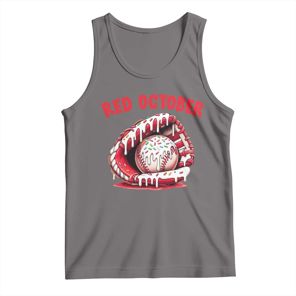 Red October Tank Top Baseball Drip Ice Cream Sprinkles Baseball Glove TS10 Deep Heather Print Your Wear