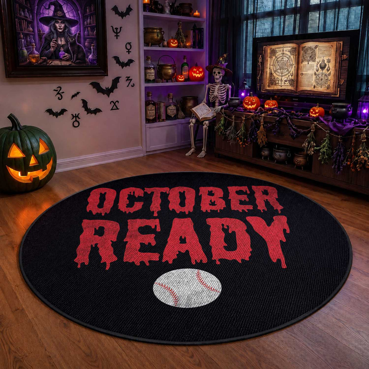 October Ready Round Rug Philadelphia Playoff Baseball Gift Halloween Costume