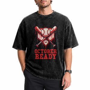 October Ready Washed Cotton T-Shirt Philadelphia Playoff Baseball Drip Graffiti TS10 Print Your Wear