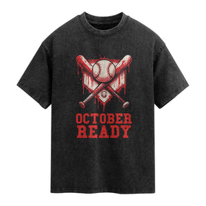 October Ready Washed Cotton T-Shirt Philadelphia Playoff Baseball Drip Graffiti TS10 Black Print Your Wear