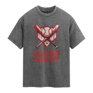 October Ready Washed Cotton T-Shirt Philadelphia Playoff Baseball Drip Graffiti TS10 Charcoal Print Your Wear