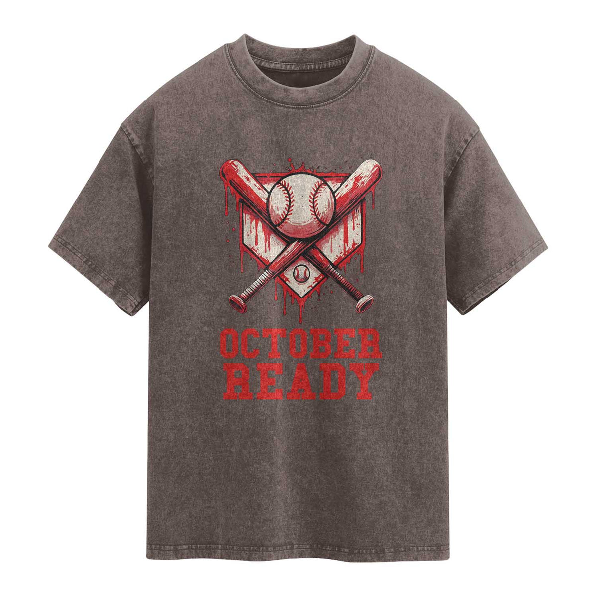 October Ready Washed Cotton T-Shirt Philadelphia Playoff Baseball Drip Graffiti TS10 Brown Print Your Wear