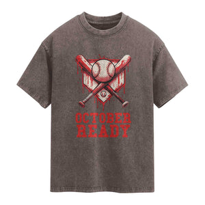 October Ready Washed Cotton T-Shirt Philadelphia Playoff Baseball Drip Graffiti TS10 Brown Print Your Wear