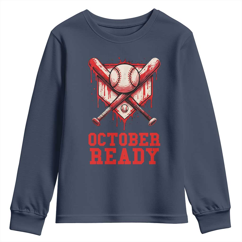 October Ready Youth Sweatshirt Philadelphia Playoff Baseball Drip Graffiti TS10 Navy Print Your Wear