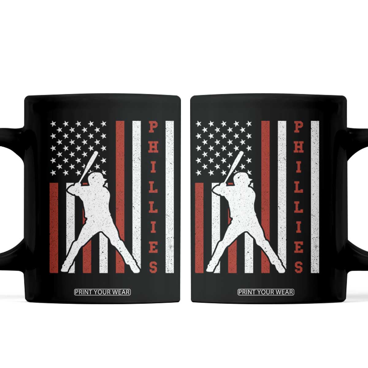 Philly Baseball Coffee Mug Cool Distressed Philadelphia Red October US Flag TS10 Black Print Your Wear