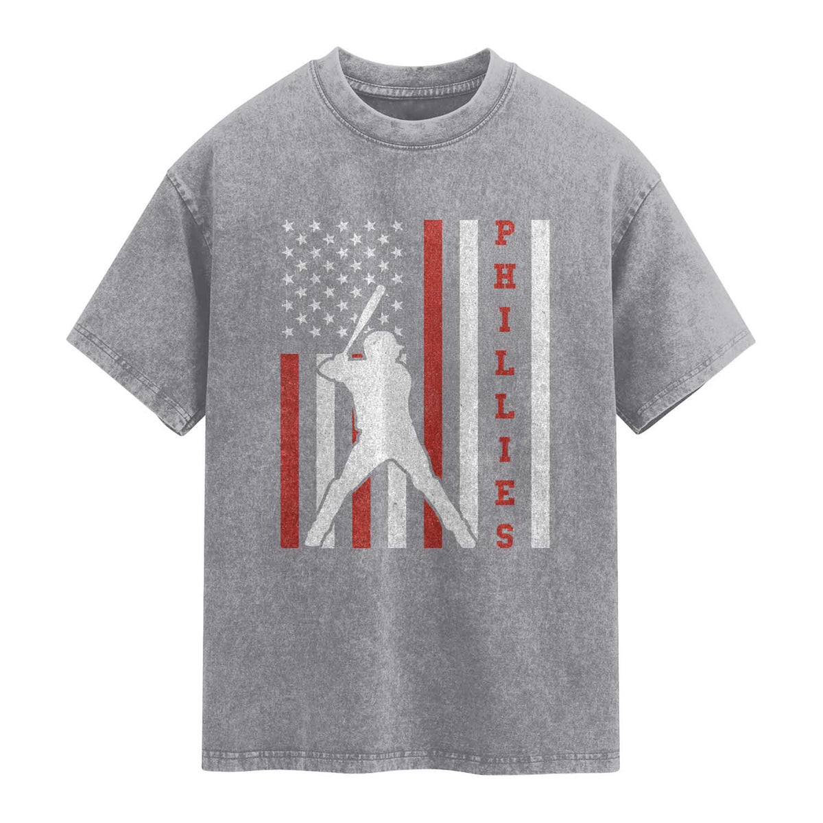 Philly Baseball Washed Cotton T-Shirt Cool Distressed Philadelphia Red October US Flag TS10 Slate Gray Print Your Wear