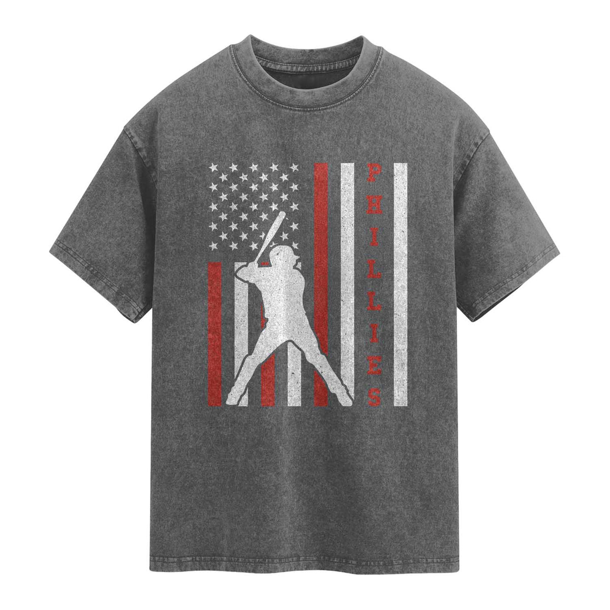 Philly Baseball Washed Cotton T-Shirt Cool Distressed Philadelphia Red October US Flag TS10 Charcoal Print Your Wear