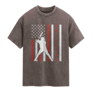 Philly Baseball Washed Cotton T-Shirt Cool Distressed Philadelphia Red October US Flag TS10 Brown Print Your Wear