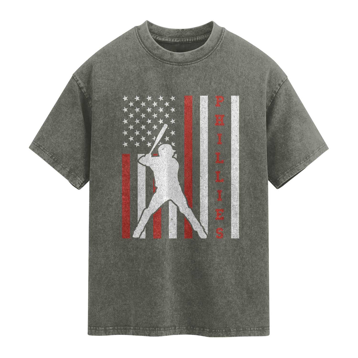 Philly Baseball Washed Cotton T-Shirt Cool Distressed Philadelphia Red October US Flag TS10 Olive Green Print Your Wear