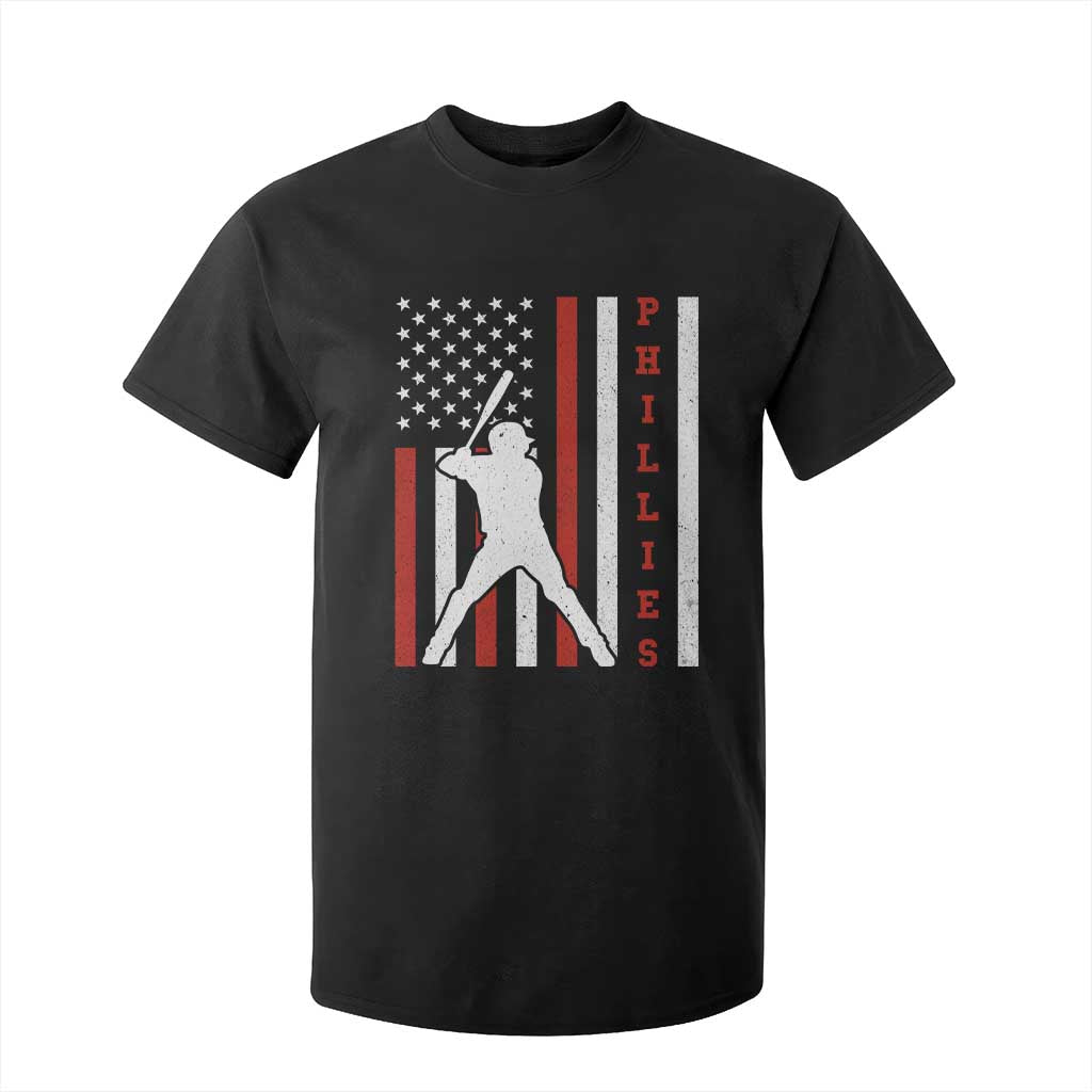 Philly Baseball T Shirt For Kid Cool Distressed Philadelphia Red October US Flag TS10 Black Print Your Wear