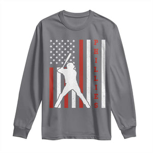 Philly Baseball Long Sleeve Shirt Cool Distressed Philadelphia Red October US Flag TS10 Charcoal Print Your Wear