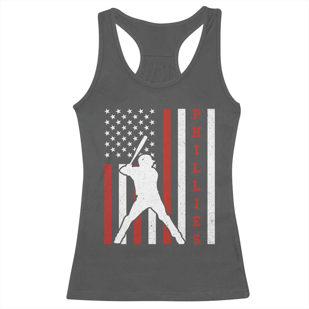 Philly Baseball Racerback Tank Top Cool Distressed Philadelphia Red October US Flag TS10 Dark Heather Print Your Wear