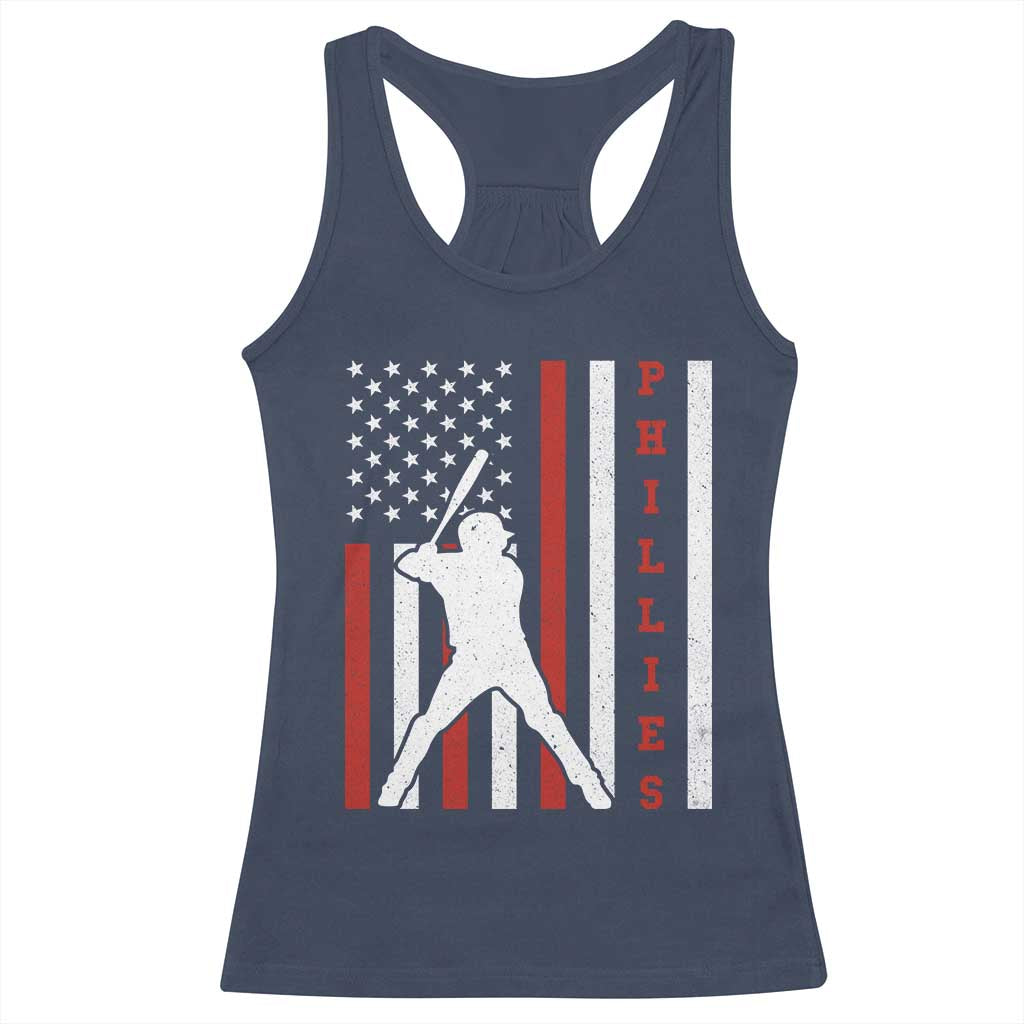 Philly Baseball Racerback Tank Top Cool Distressed Philadelphia Red October US Flag TS10 Navy Print Your Wear