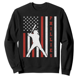 Philly Baseball Sweatshirt Cool Distressed Philadelphia Red October US Flag TS10 Black Print Your Wear
