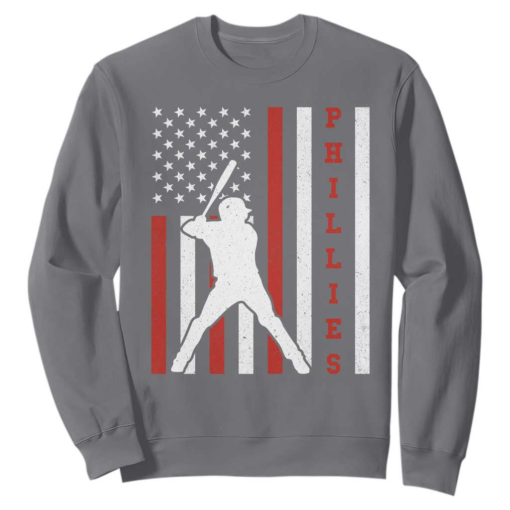 Philly Baseball Sweatshirt Cool Distressed Philadelphia Red October US Flag TS10 Charcoal Print Your Wear