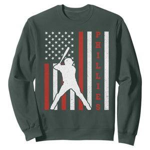 Philly Baseball Sweatshirt Cool Distressed Philadelphia Red October US Flag TS10 Dark Forest Green Print Your Wear