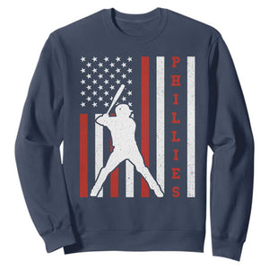 Philly Baseball Sweatshirt Cool Distressed Philadelphia Red October US Flag TS10 Navy Print Your Wear